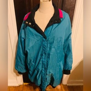 Teal/black reversible retro vintage jacket